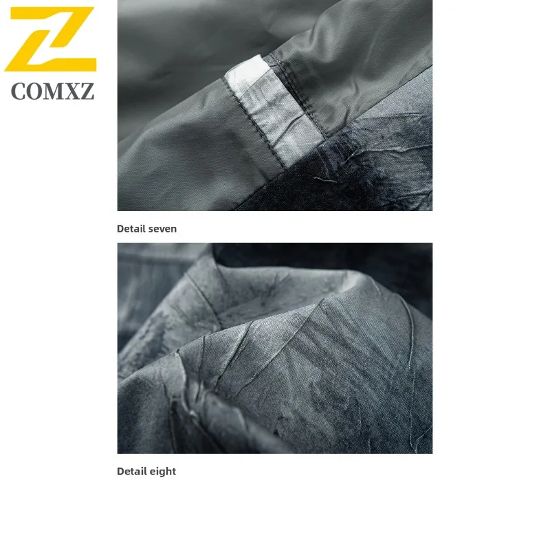 سترة COMXZ للرجال على الطراز الصيني مقاس كبير جديد قماش أكسفورد مخطط وطية صدر السترة الاتجاه اليومي النسخة الكورية معطف خفيف فاخر للتنقل 2025