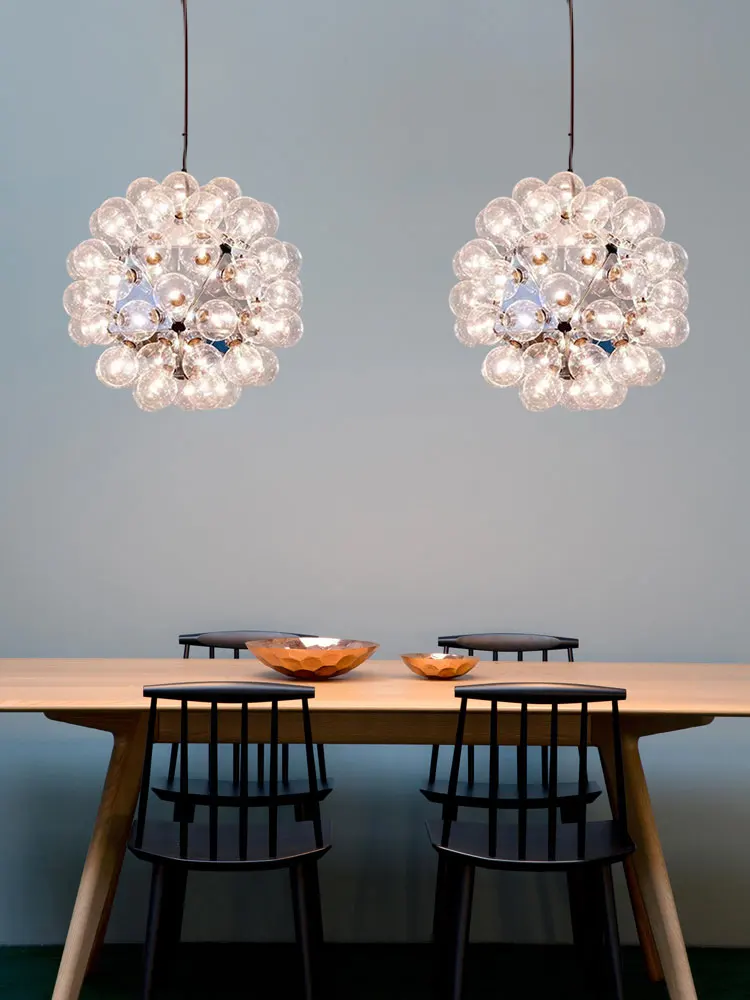 

Elevate Your Dinning Room With Our Stunning G4 LED Chandelier High-end Hanging Light Perfect For Modern Spaces Glass Bubble