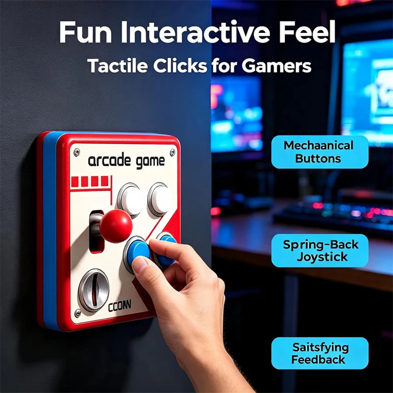 Picture 7: Drill-Free Light Switch Cover Retro Arcade Game Switch Panel Decor Joystick Wall Switch Plate for Gift Suit Gaming Enthusiasts