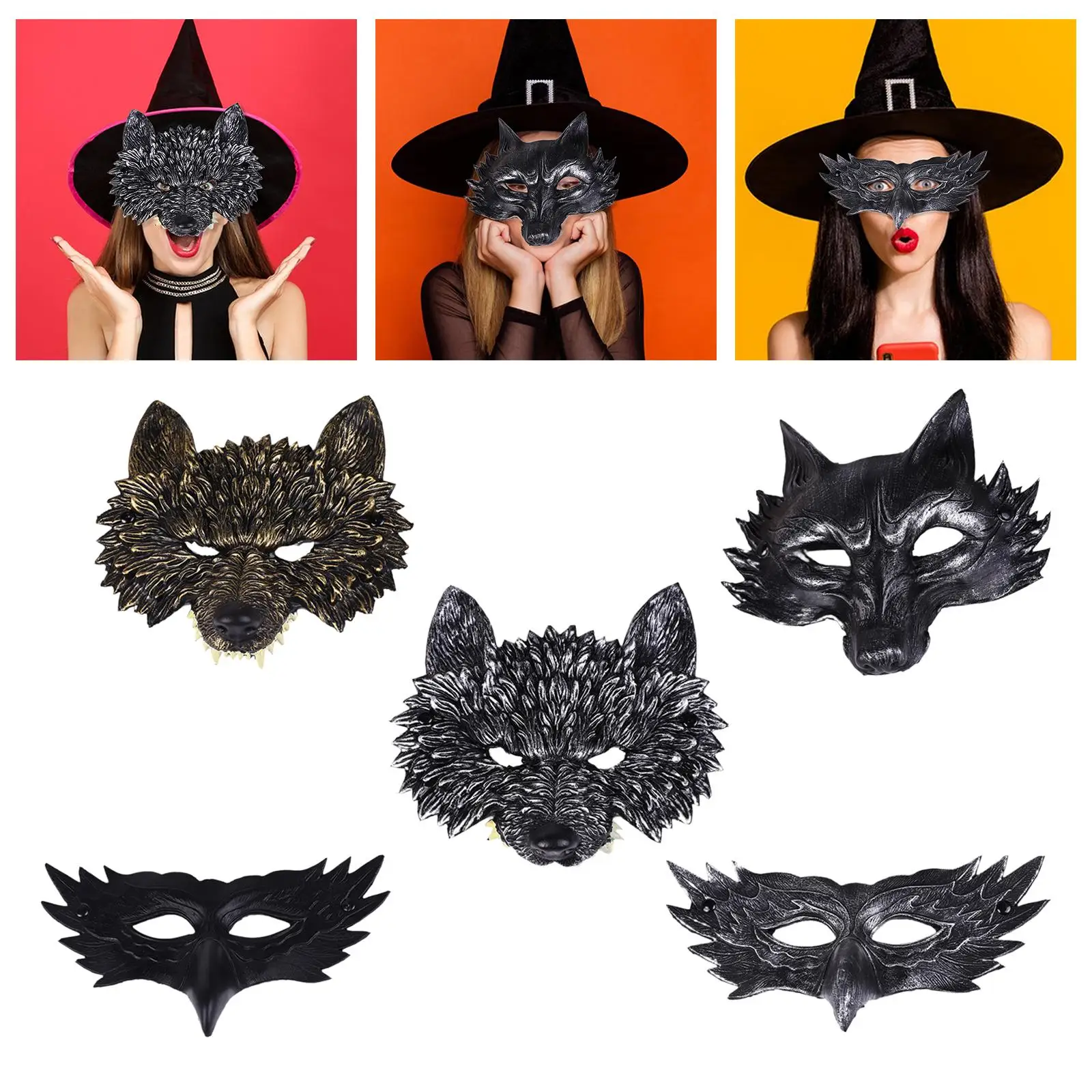 Máscara de animal de Halloween, disfraz de Cosplay, vestido elegante, tocado para mascarada, club nocturno, recuerdo de fiesta, puesta en escena, cumpleaños