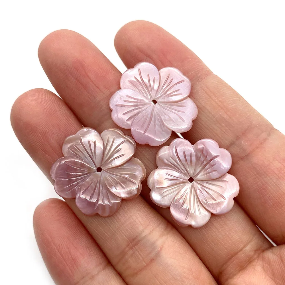 Natural Shells Pendants Mother-of-pearl Pink Carved Shell Flower Charms For Jewelry Making Necklace Earring DIY Bead Accessories