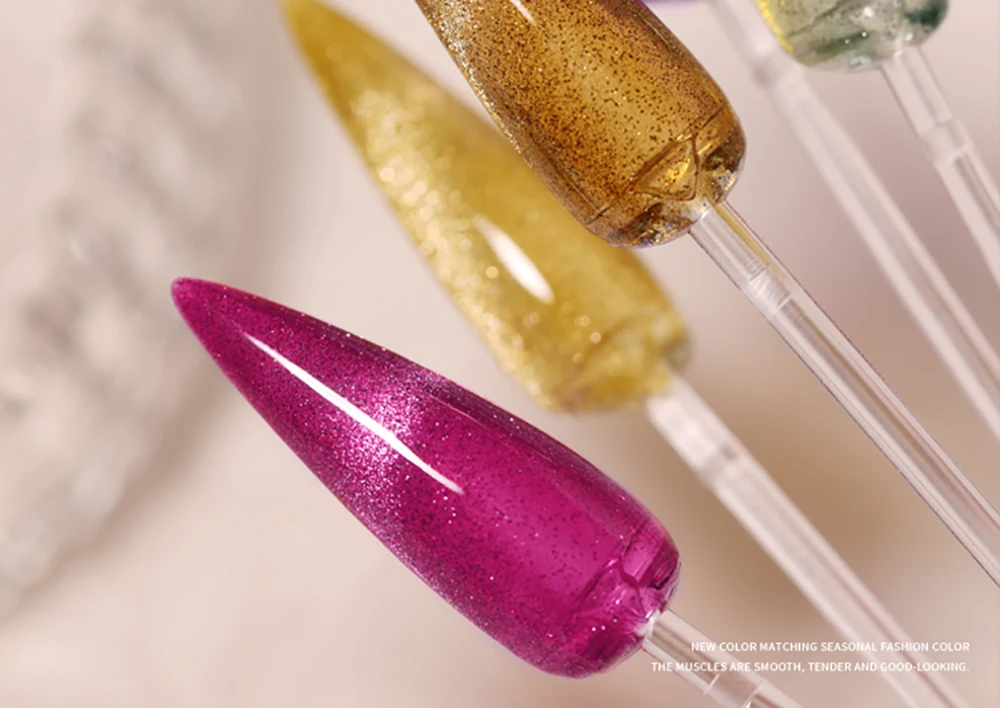 Vendeeni 10 Farben/Set Glitzer-Brocken-Diamant-Katzenaugen-Gel-Nagellack Regenbogen Magnetischer UV-LED-Katzenaugen-Gel-Lack mit Display – Detail 5