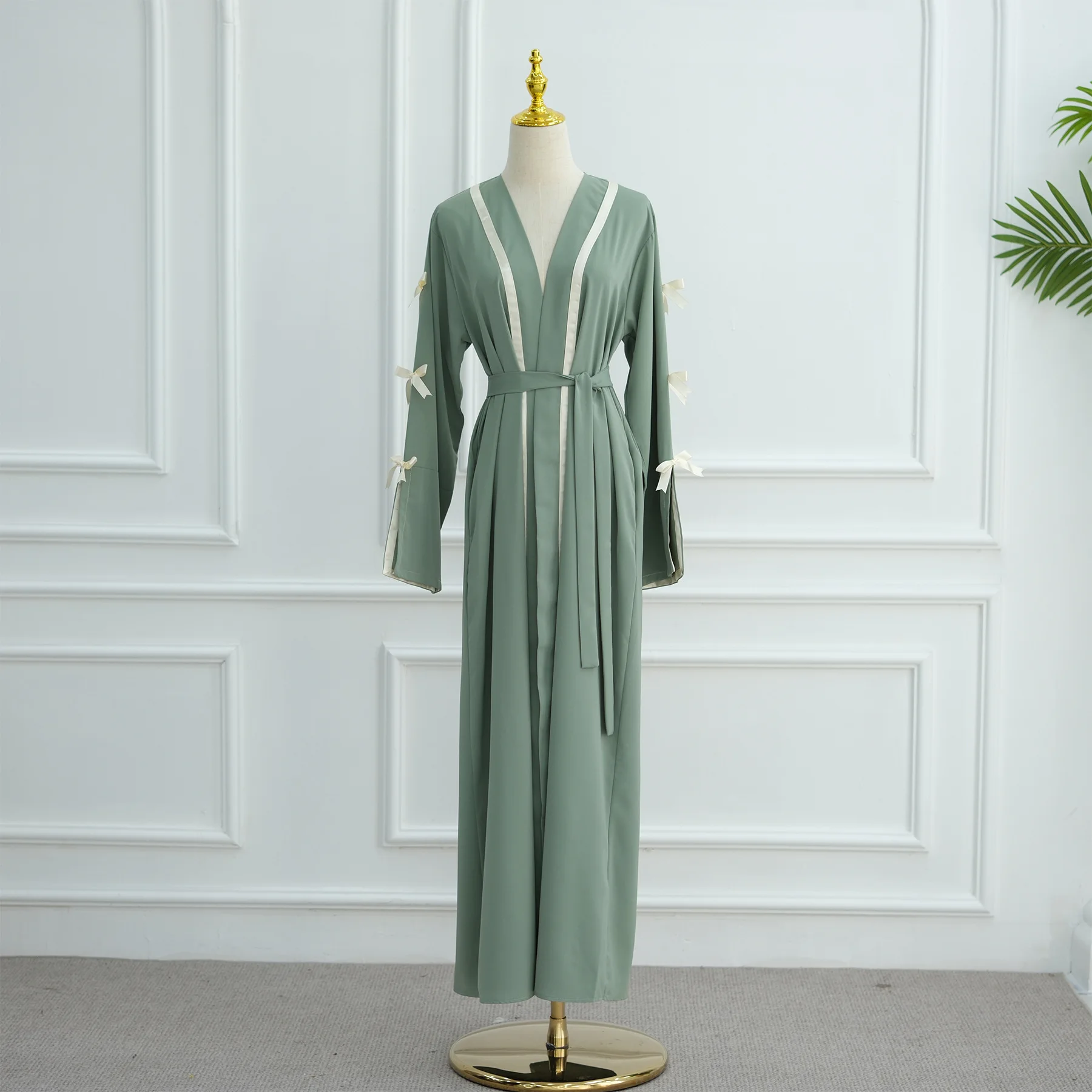 Bow Kimono Cardigan Jalabiya Women Muslim Dress Ramadan Dubai Open Abaya Turkey Kaftan Kebaya Caftan Marocain Femme Robe Abayas