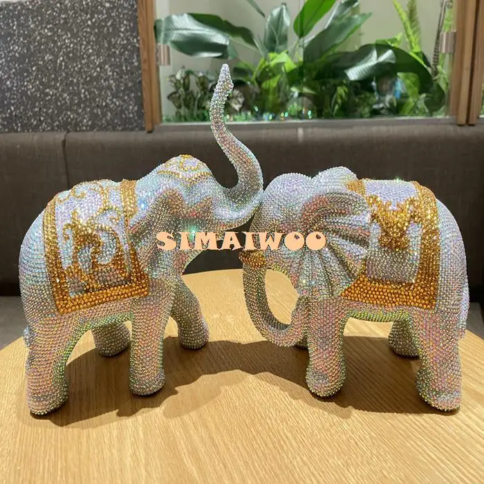 Nordic Style Elephant Statue Diamond Mosaic Crystal Cross Stitch Bling Rhinestone Office Home Decor DIY Gift Luxury Handcrafts