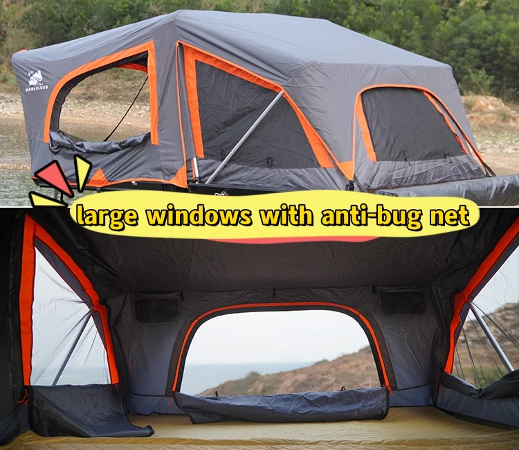 Travelling Folding Tent Roof Top Tent Hard Shell Aluminum with Car Side Annex Awning Tent Optional