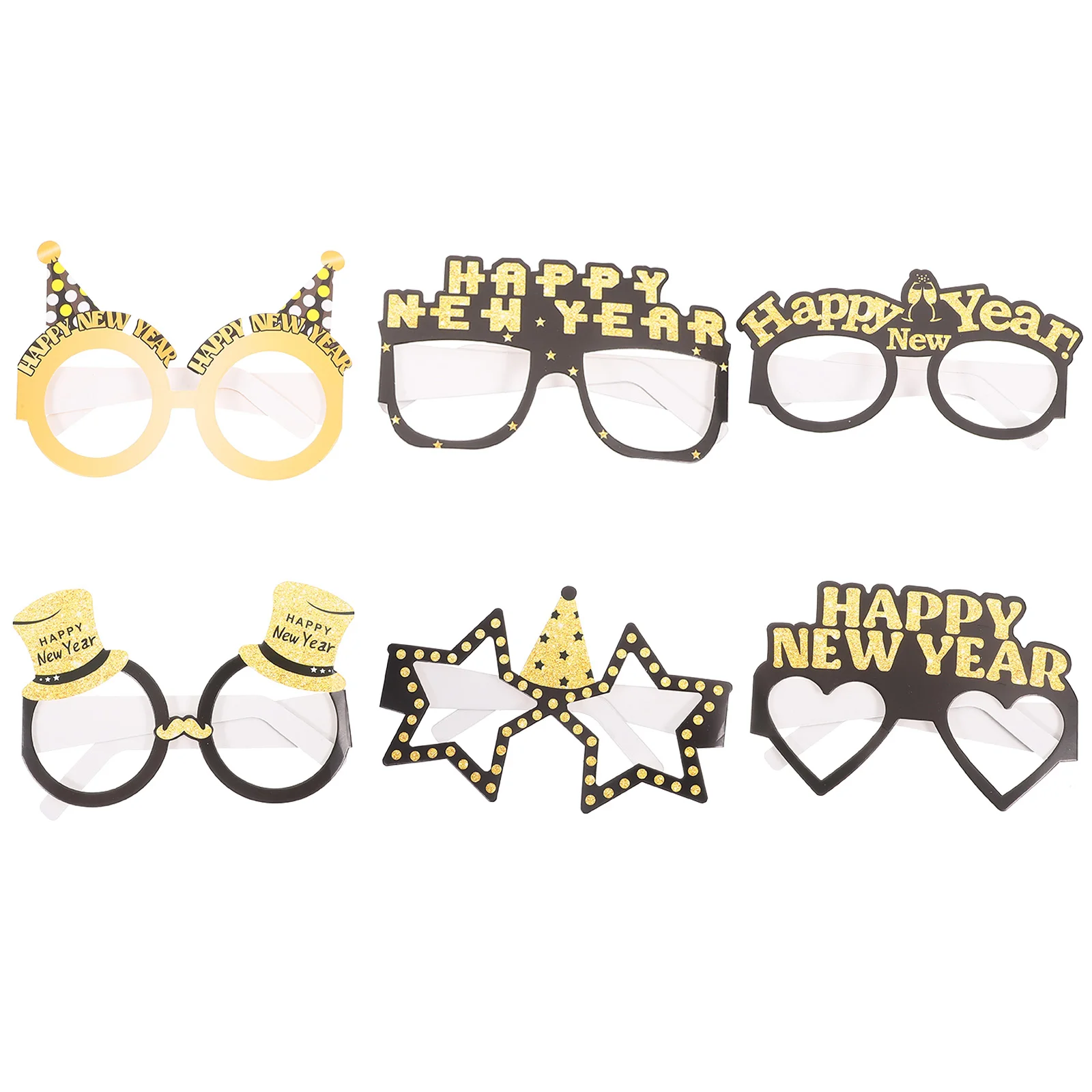 

6Pcs Funny New Years Eve Glasses Unique Paper Eyewear New Year Party Supplies 2025 Celebration Accessories 2024 Eve Glasses