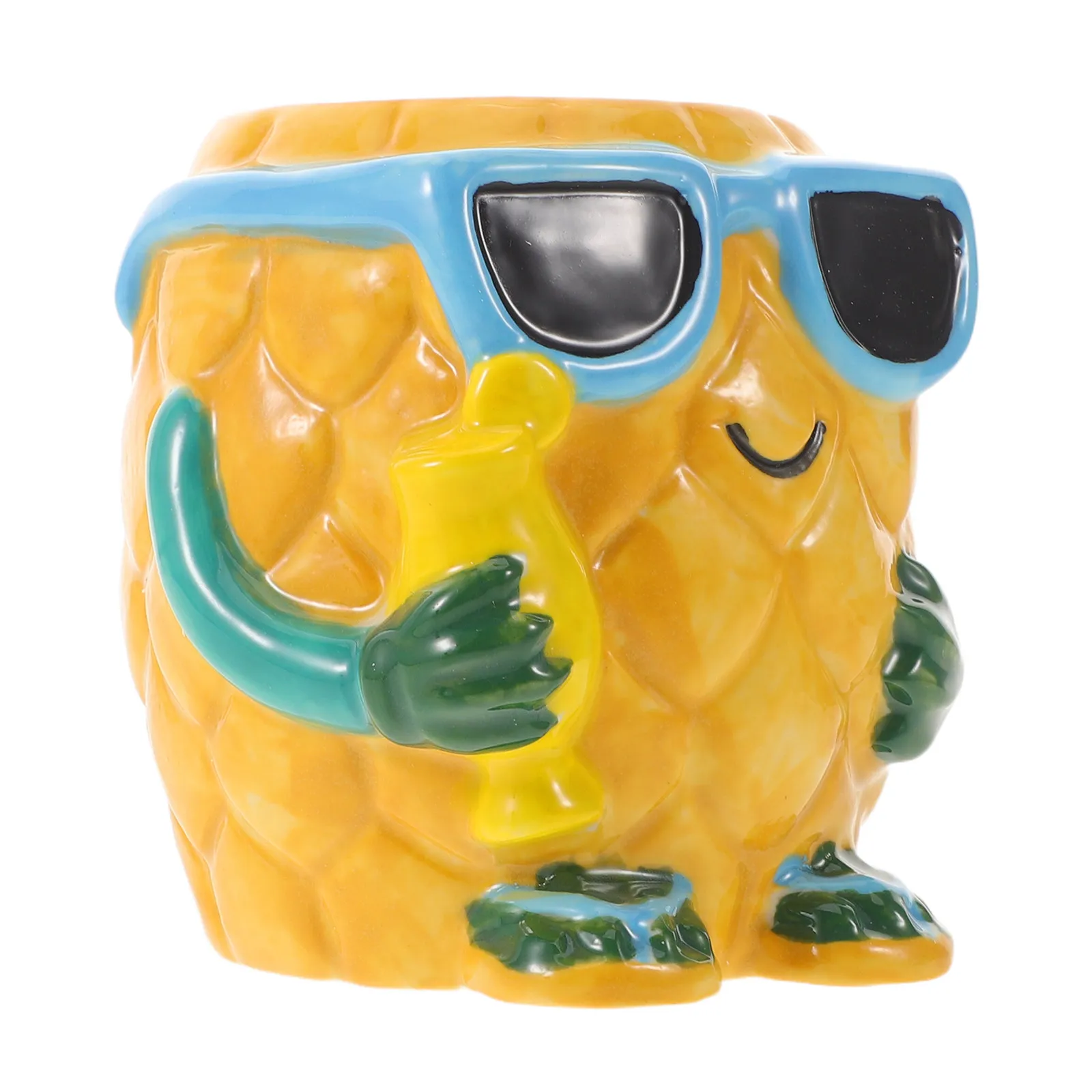 

Керамическая кружка Тики в гавайском стиле, 350 мл, в форме ананаса, для вечеринок, тропический стакан для коктейлей, для вечеринок Луау, летняя керамическая кружка Тики