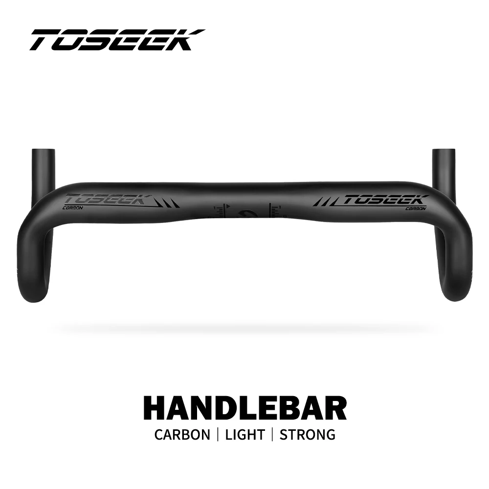 TOSEEK Road Bicycle Carbon Handlebar Reduce Resistance Bent Bar Strengthen Bike Parts 400/420/440mm External Routing Black Matte