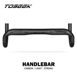 TOSEEK Road Bicycle Carbon Handlebar Reduce Resistance Bent Bar Strengthen Bike Parts 400/420/440mm External Routing Black Matte