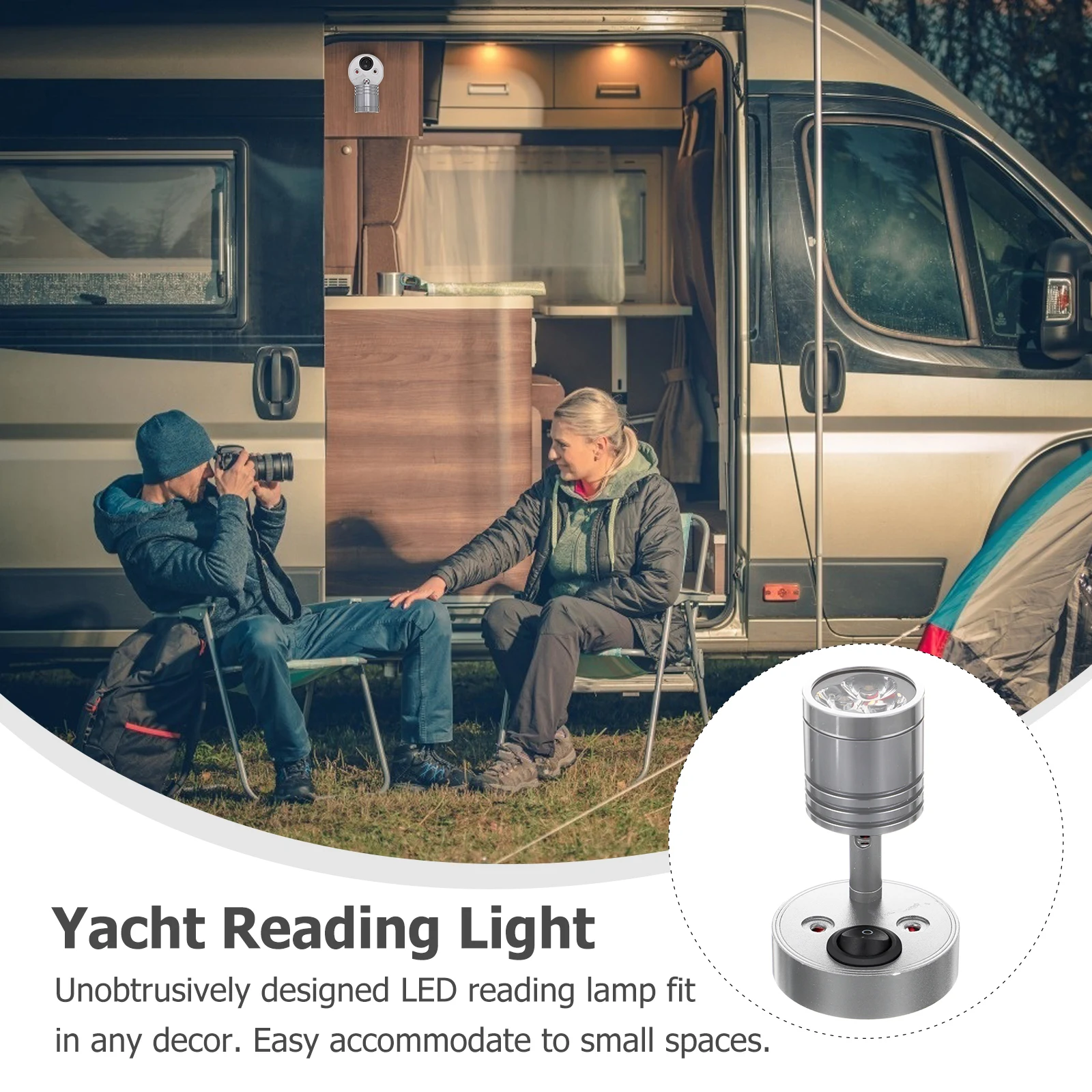 

Reading Light Aluminum Lamp Base Iron Pole Adjustable Angle Warm LED RV Caravan Yacht Boat Sports Fixture Low Power Long Life