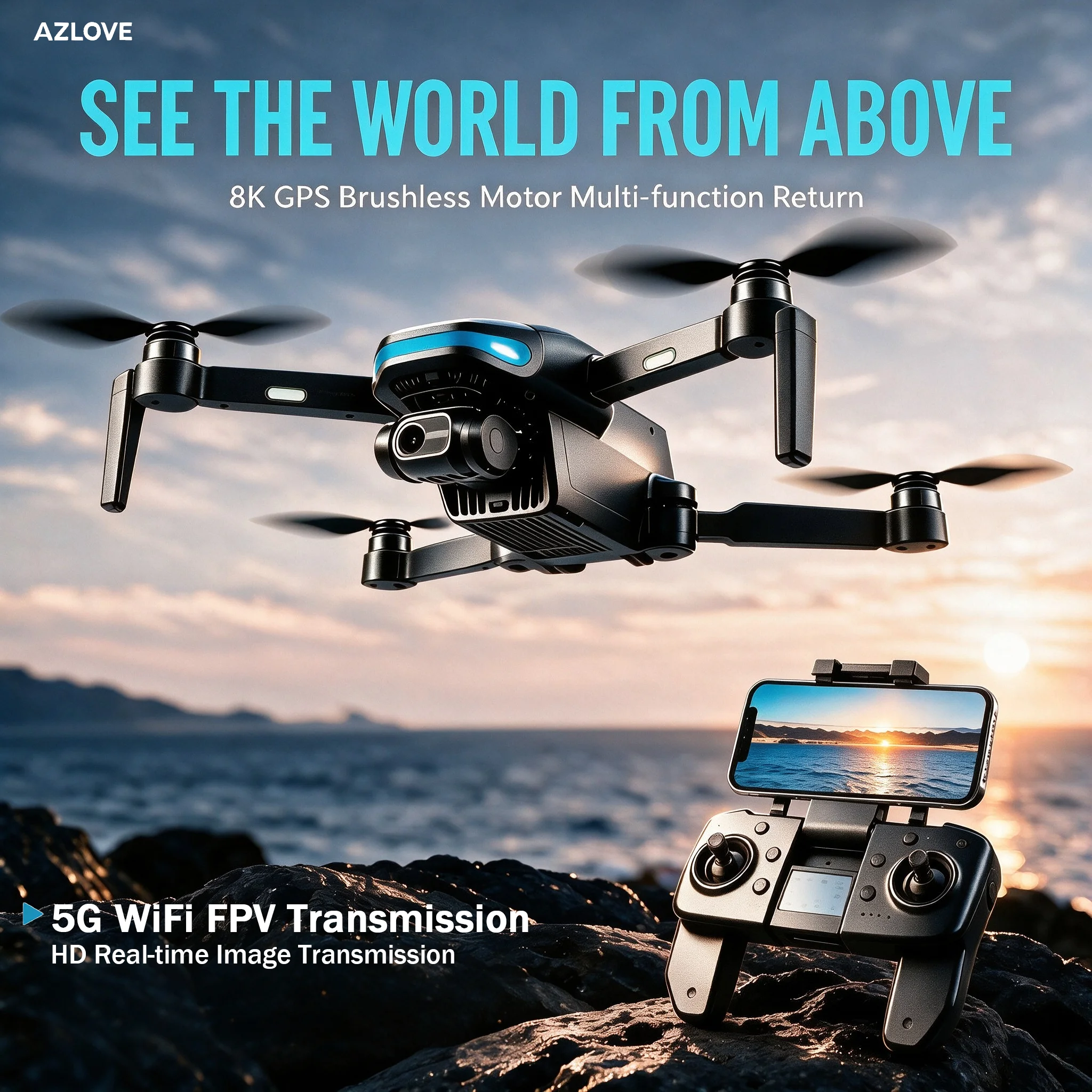 S135 8K Brushless Foldable Quadcopter, GPS Smart Return-to-Home 3-Axis Gimbal Stabilization, beginners can easily get started