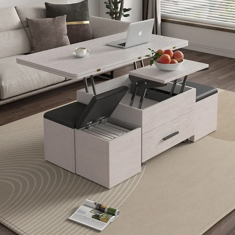 

Lifting dining table household functional coffee tabledual-purpose tea and chair combination small apartment movable folding
