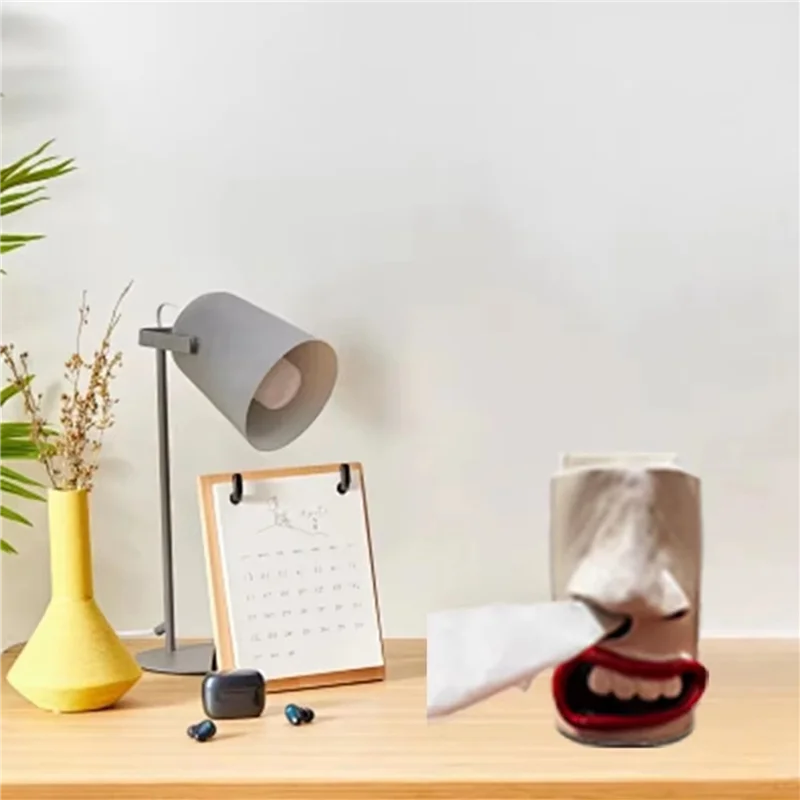

PORK-2X Funny Face Tissue Holder Big Nose Tissue Box Handmade Storage Box Pen Holder Paper Box Desktop Decoration