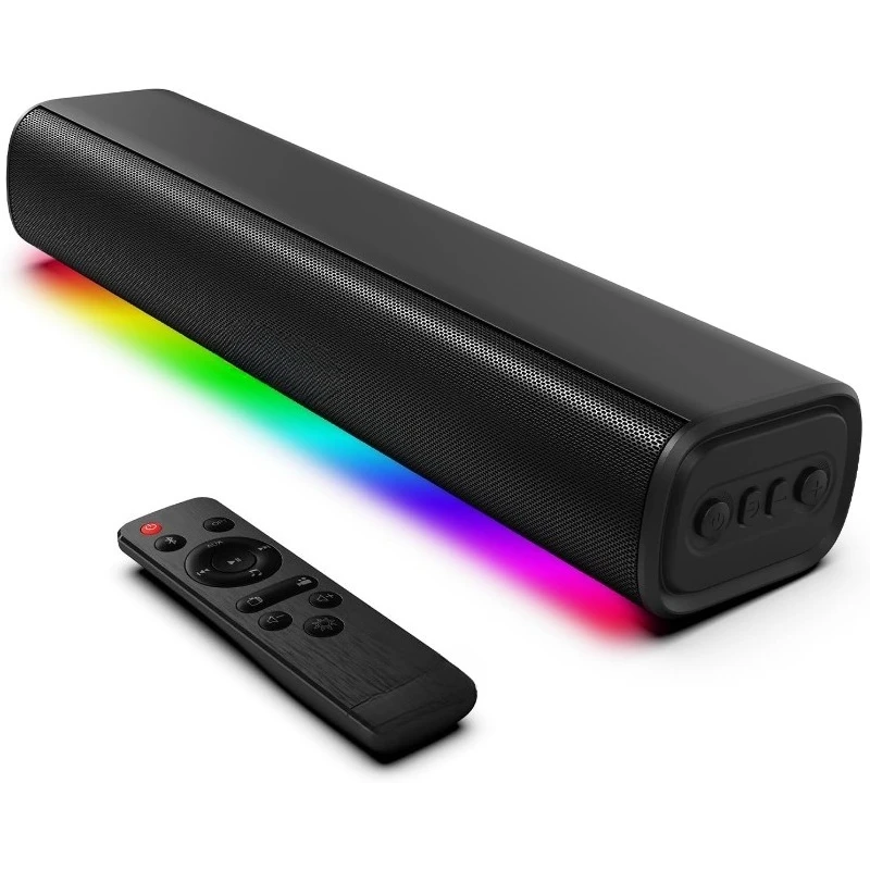

Sound Bars for TV 16-inch, Cinematic Soundbar for TV with Impactful Bass, Dynamic Lights and Remote Control