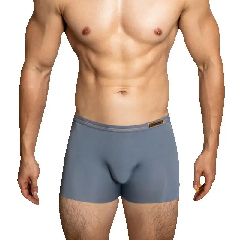 Mutandine da uomo boxer Sexy uomo intimo sottile in seta di ghiaccio mutande di un pezzo boxer a vita bassa Cool intimo da uomo Sissy Solid