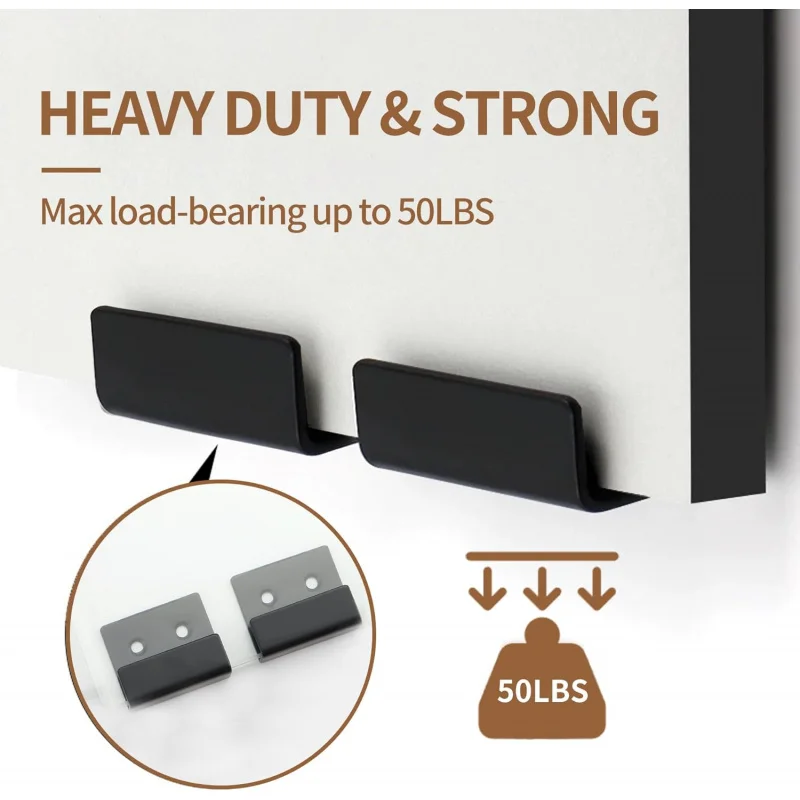 6 stuks wandmontage tegeldisplaybeugels haken, 25 mm binnenbreedte, zwaar staal, zwart