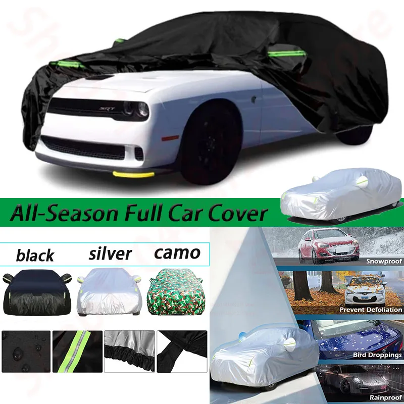 

Car Covers Compatible with 2008-2024 Dodge Challenger with Reflective Stripfor Rain Snowproof UV Windproof Protection