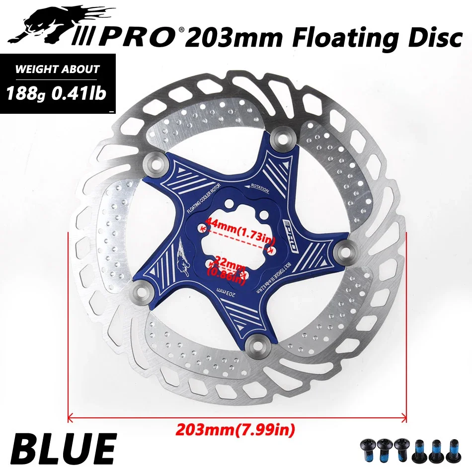 IIIPRO 6-Bolt Brake Disc 140mm/160mm/180mm/203mm Brake Disc Rotor Floating Cooling Heat Dissipation DH 6 Inch MTB/Road Bike