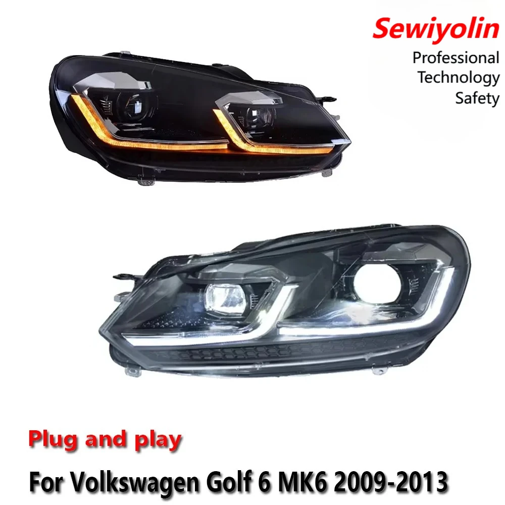 

Car LED Upgrade Headlight Accessories For Volkswagen Golf 6 MK6 2009-2013 DRL Brake Turn Signal Lamp Plug and Play