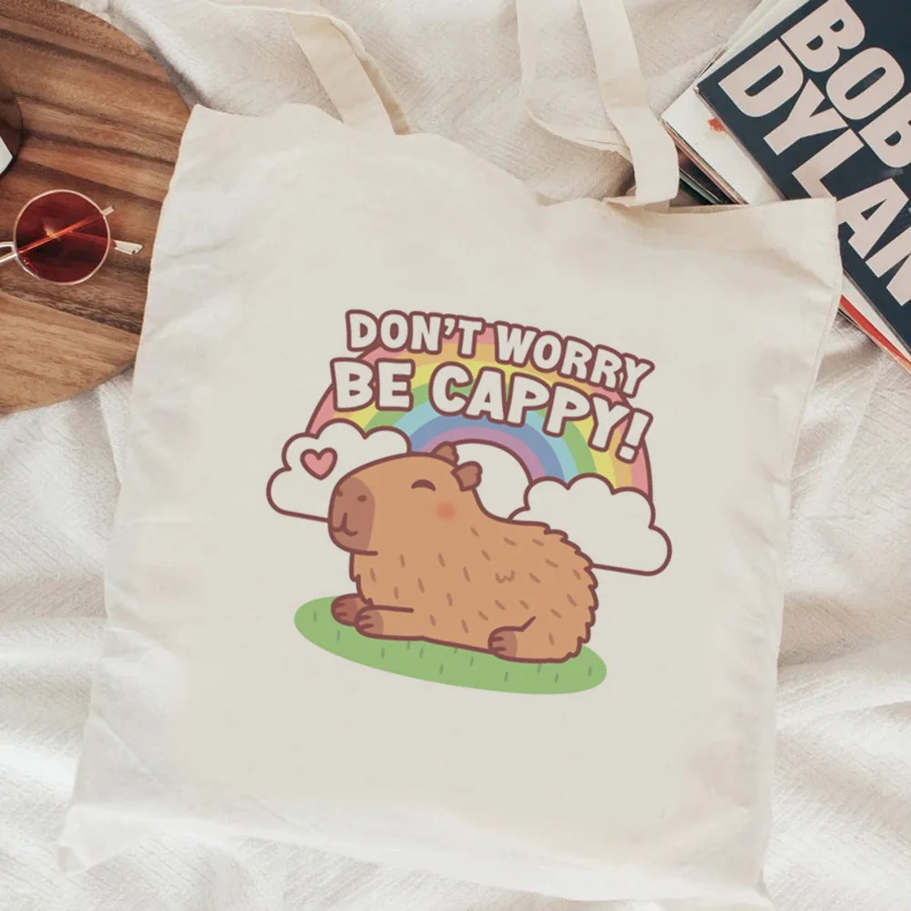 Borsa della spesa Capybara shopper della spesa borsa di iuta riutilizzabile tote borsa di cotone string boodschappentas juta tote custom