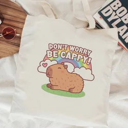 Borsa della spesa Capybara shopper della spesa borsa di iuta riutilizzabile tote borsa di cotone string boodschappentas juta tote custom