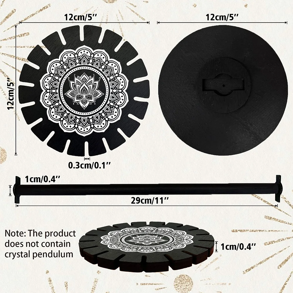 Wooden Wheel Display Shelf Black Holder Stand Rustic Divination Pendulum Storage Rack Stuff July Water Lily Wheel: 120x8mm