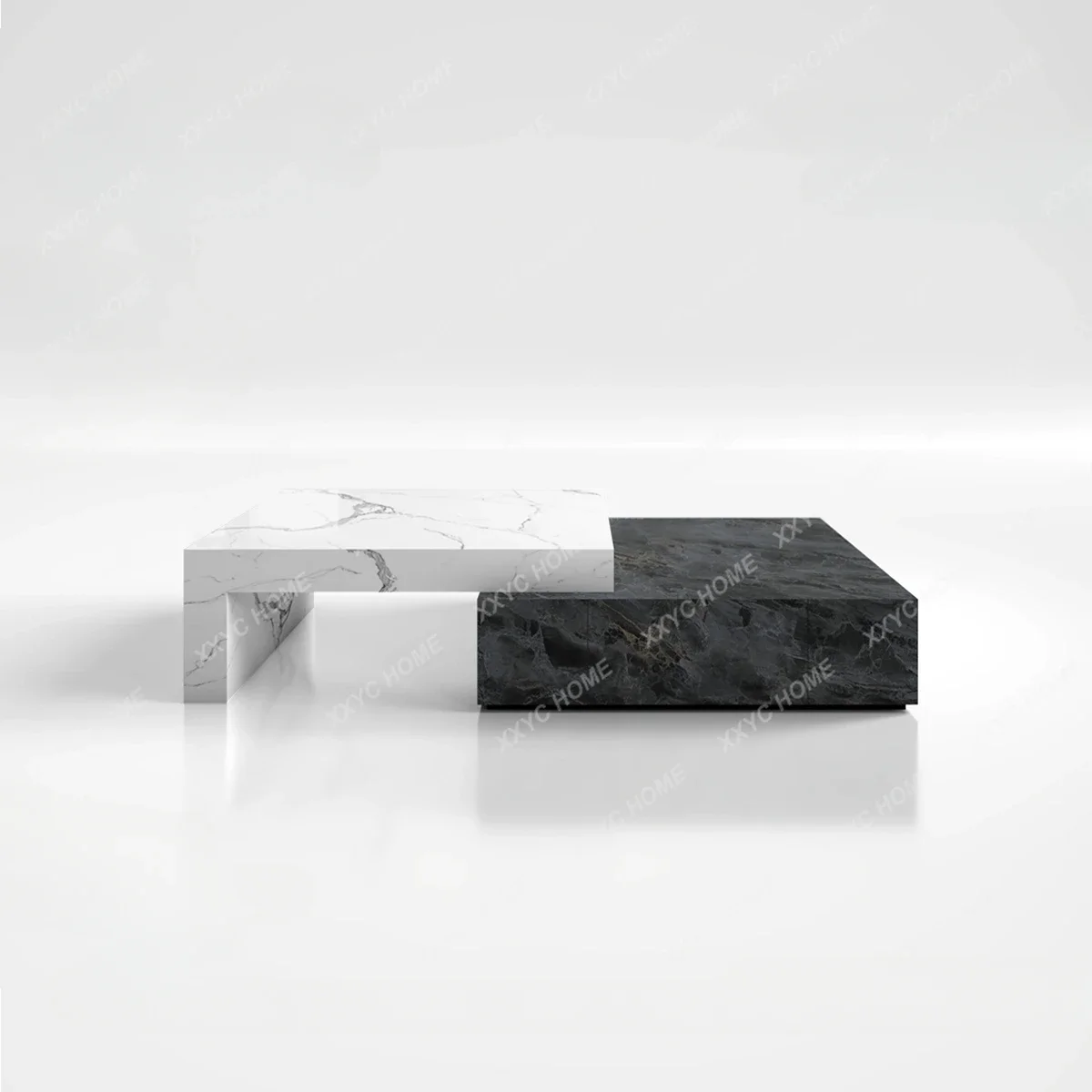 

Italian Minimalist Large Flat Floor Designer Stone Plate Combined Tea Table Light Luxury Modern Villa