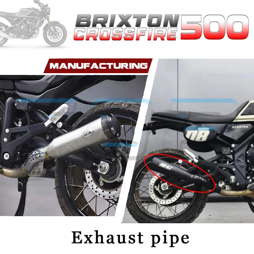 

Black and silver BRIXTON CROSSFIRE 500 right-side single trap exhaust gk500 gk 500 500 gk GK 500 500 GK 500GK