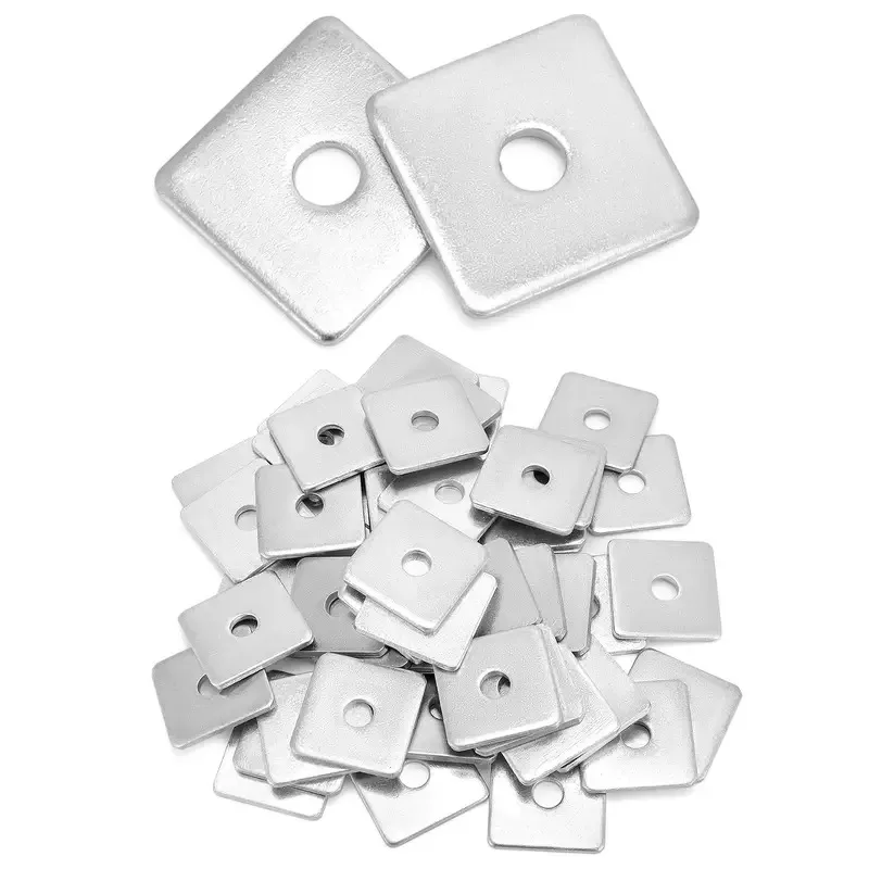 304 stainless steel square washers are suitable for anti-loosening fasteners in construction and industrial equipment.