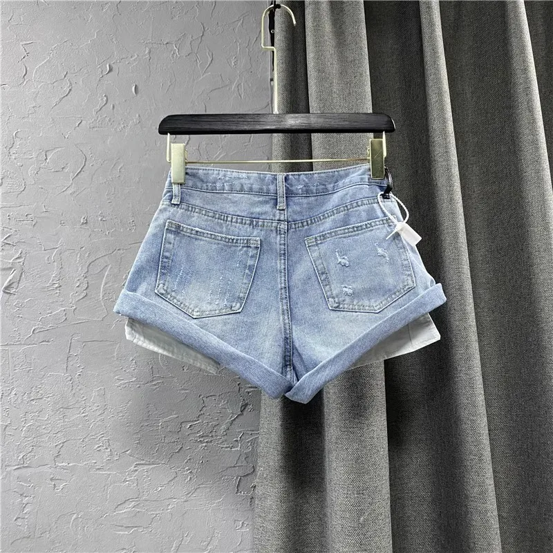 Light Blue Low-waisted Denim Shorts Female 2025 Summer New Ultra-short Hot Pants Jeans Shorts Feminino