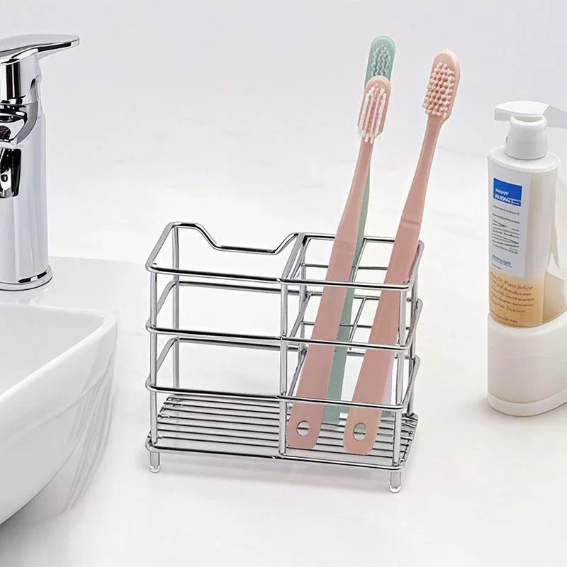Bathroom Toothbrush Holder Stainless Steel Black Sliver Tooth Brush Holder Toothpaste Holder Stand Bathroom Organizer Accessory