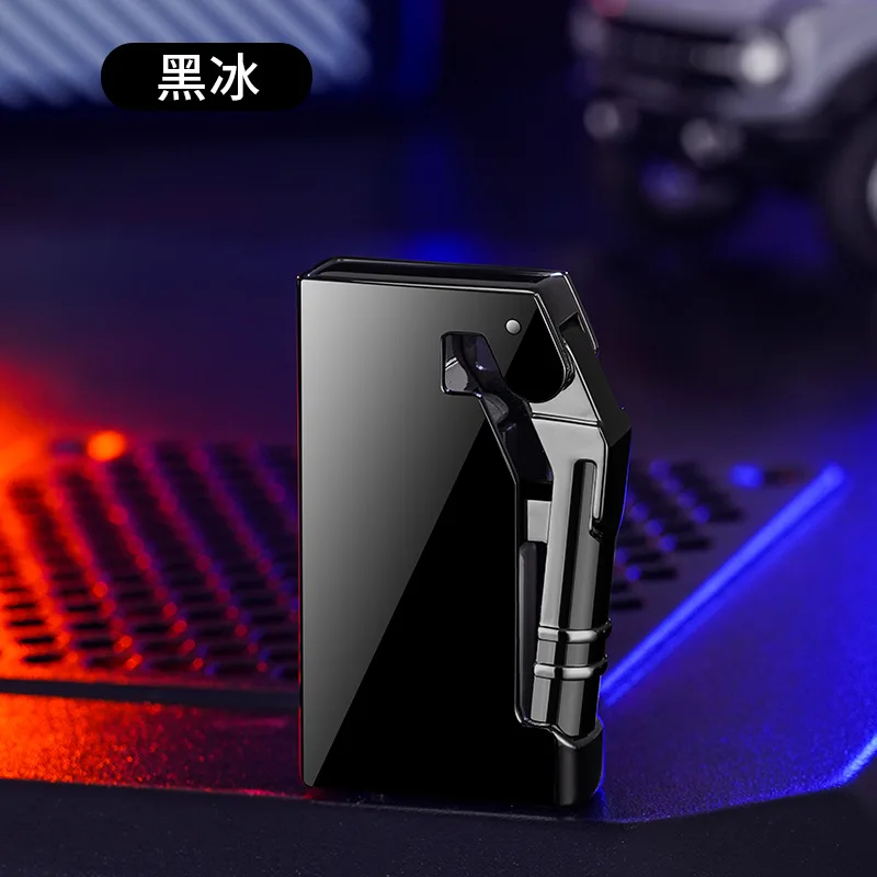 New Special-shaped Windproof Lighter, Side Mechanical Ignition, Alloy Body, Butane Injection Lighter, Direct Flame Injection