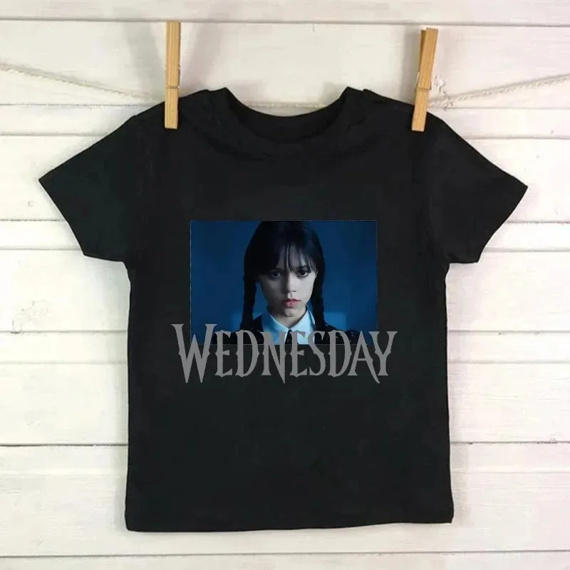 Tshirt Wednesday Addams Children T-Shirt I Hate People Cartoons Clothes Kid Girl Boy Nevermore Academy T Shirt Baby Casual Top