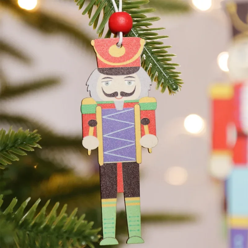 

1set Wooden Nutcracker Soldier Christmas Tree Hanging Decor Nutcracker Puppet Xmas Wooden Pendants For New Year Home Ornaments