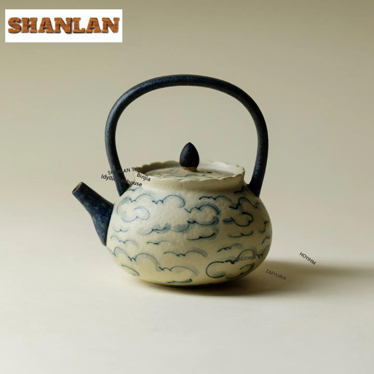 

120ml Hand-painted Auspicious Cloud Teapot Handmade Tea Infuser Pot Tea Soaking Kettle With Ball Hole Tea Ceremony Collection
