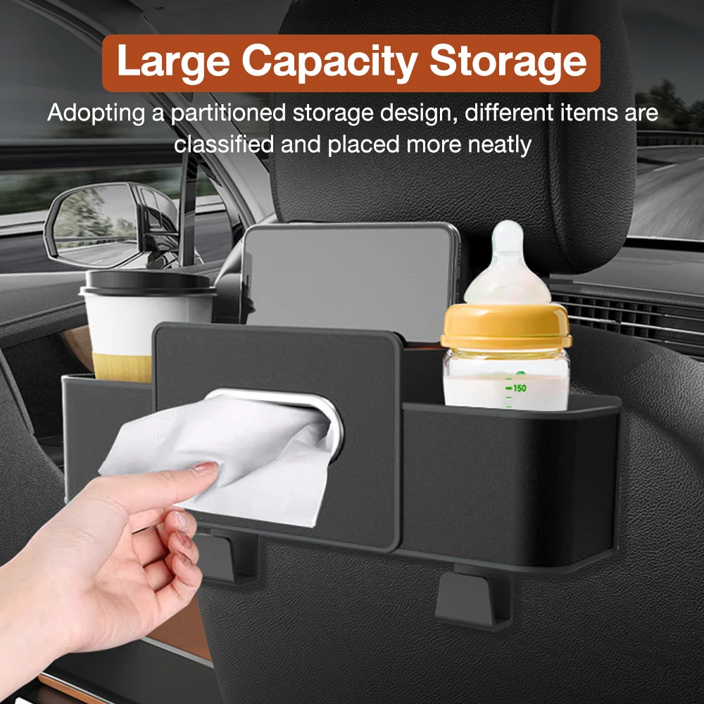 Car Backseat Organizer Multifunction Leather Interior Storage Bag Hanging Seat Back Tissue Water Cup Holder Auto Accessories