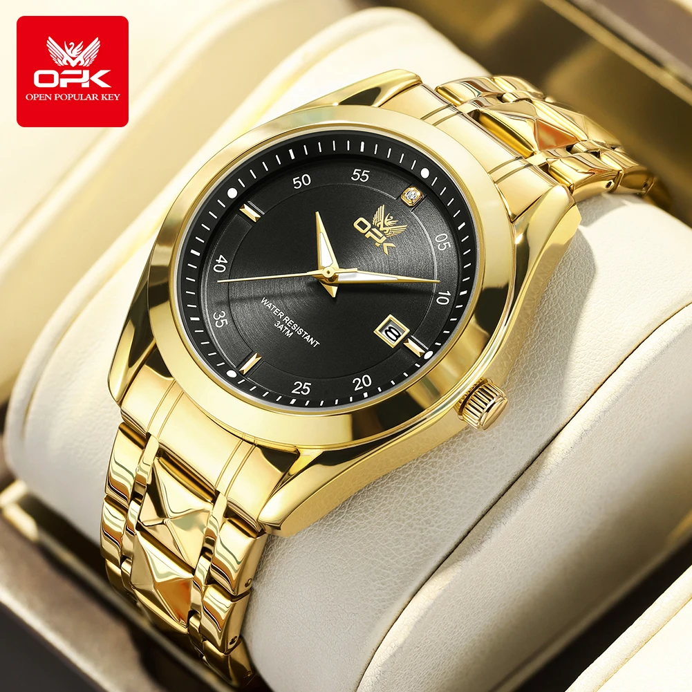 

Брендовые часы OPK, стальная полоса, один календарь, деловые повседневные мужские кварцевые часы, ночник, водонепроницаемые мужские часы 8183