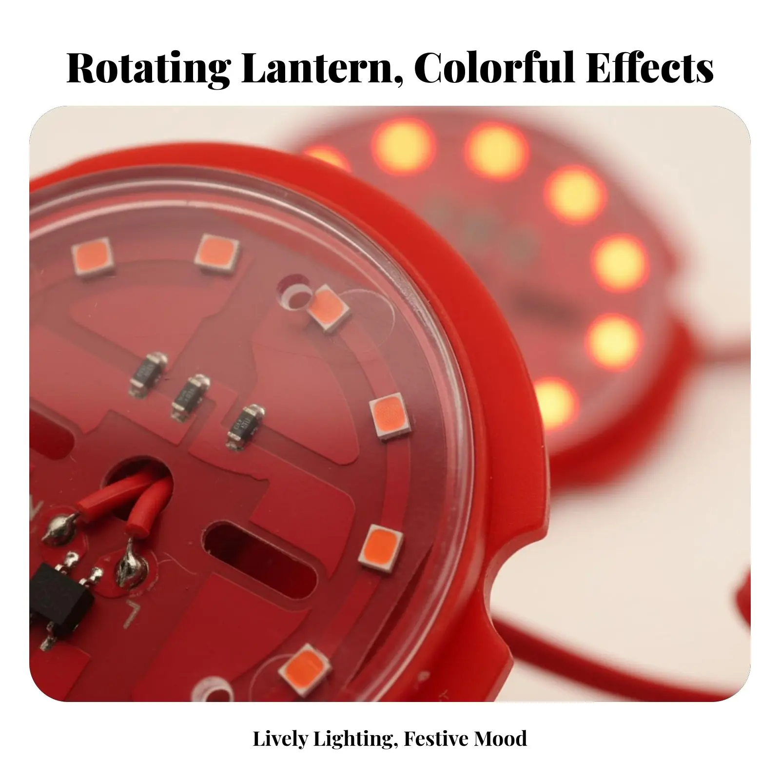 Holiday Outdoor Lantern, Plug-In LED, Round Red, Rotating Light, Waterproof, Festive - view 3