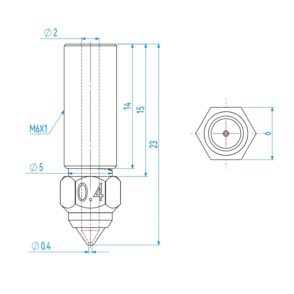 Creality K1 Hardstalen Mondstuk, 0.2/0.4/0.6/0.8mm voor Ender 3 V3 KE, K1, K1 Max, CR-10 3D Printer Onderdelen