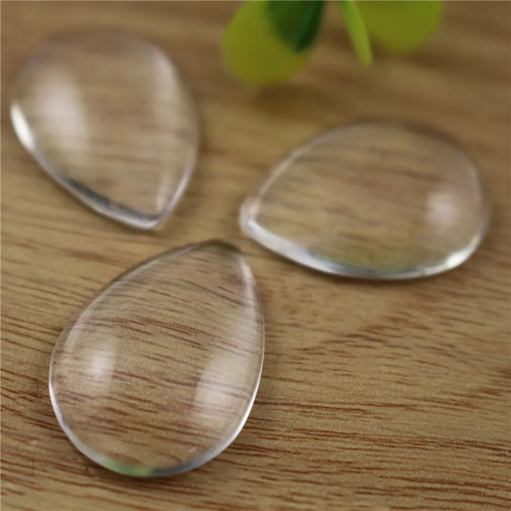 8pcs/lot 18x25mm Drop Flat Back Clear Glass Cabochon, High Quality, Lose Money Promotion!!!(Z3-03)