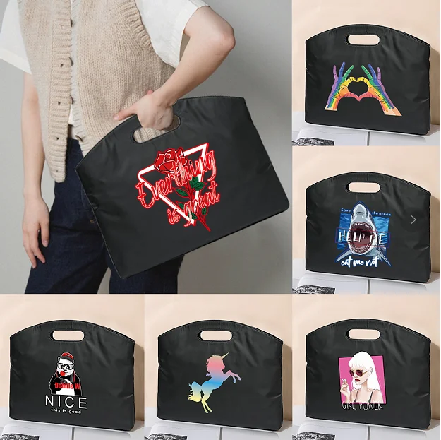 

2026 Briefcase Bag Portable A4 File Bag Business Men Women Handbag Office Conference Bag Color Series Print Laptop Document Tote
