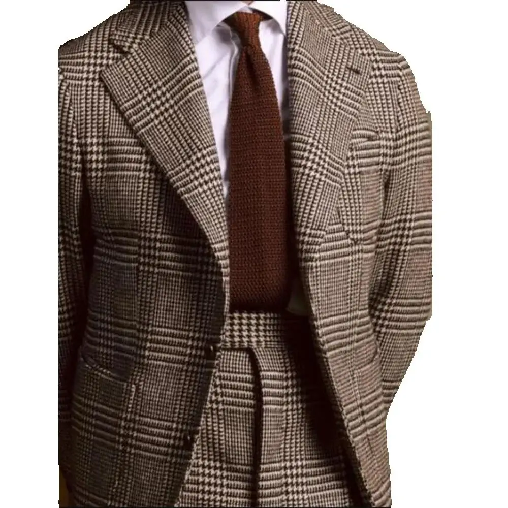 Classic Plaid Check Suits Men Single Breasted Jacket Pants 2 Piece Sets Groom Banquet Attire Customized Man Banquet Outfits 2026