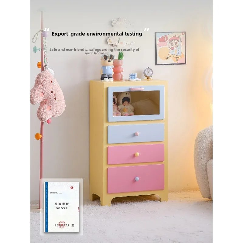 Dopamine three-bucket cabinet, bedroom color storage cabinet, household living room, sofa side cabinet, wall drawer locker