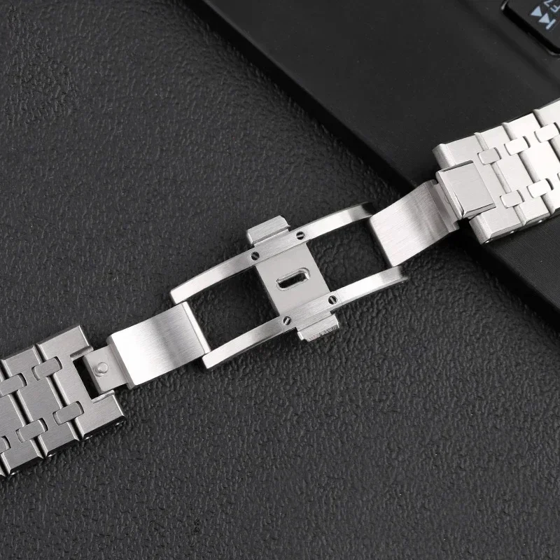 28mm 26mm Silver 316L Stainless Steel Bracelet For AP 15400 Audemars Piguet Royal Oak Strap Men Watch accessories Band