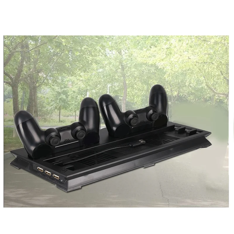 ABGN Cooling ขาตั้งแนวตั้ง 2 Charger แท่นชาร์จสถานี 2 Cooler พัดลม 3 HUB สําหรับ PS 4 Pro อุปกรณ์เสริม