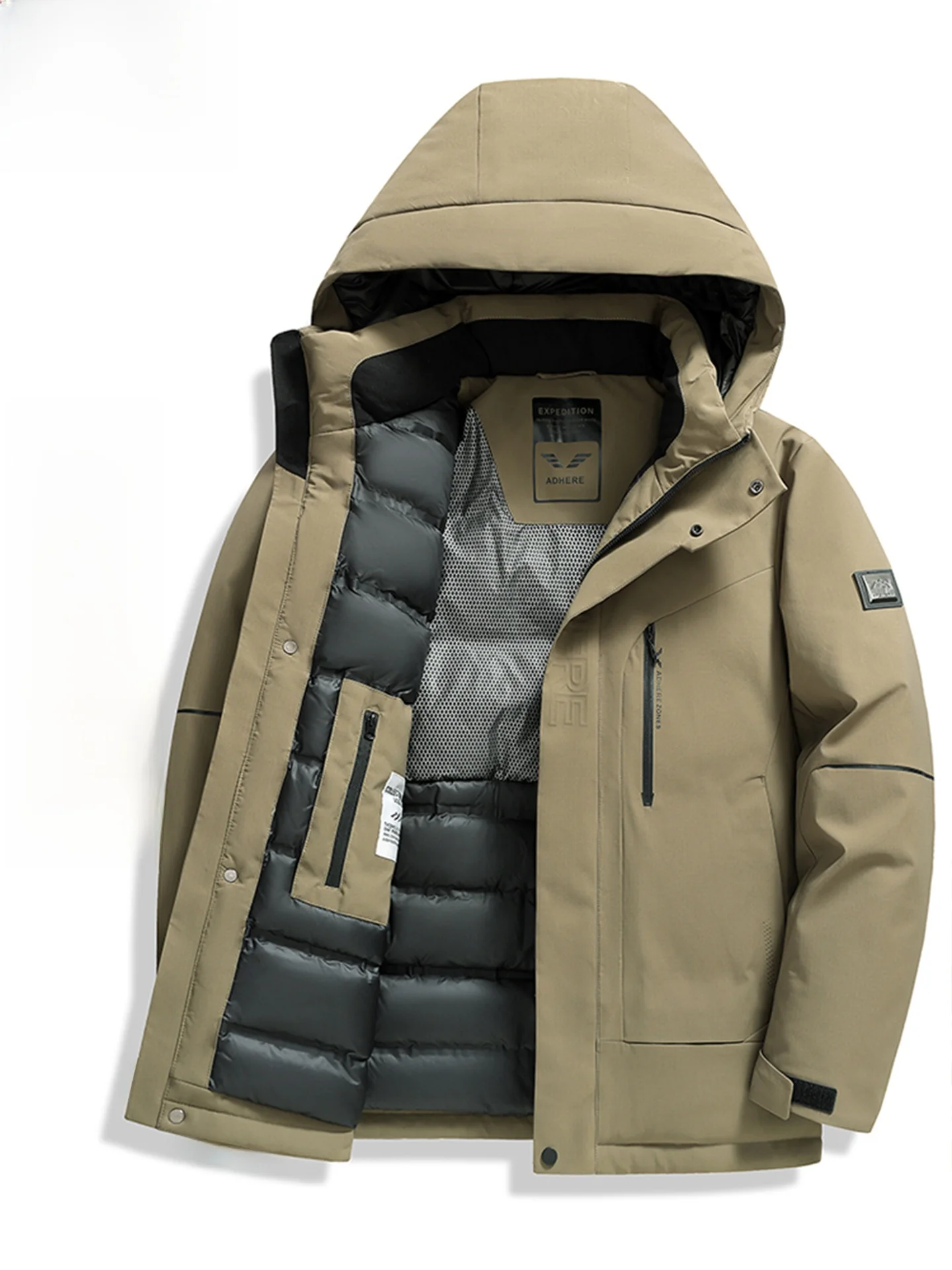 

Мужская повседневная легкая пуховая куртка для активного отдыха с капюшоном, теплая, на пуховом наполнителе, на молнии, ветрозащитная конструкция