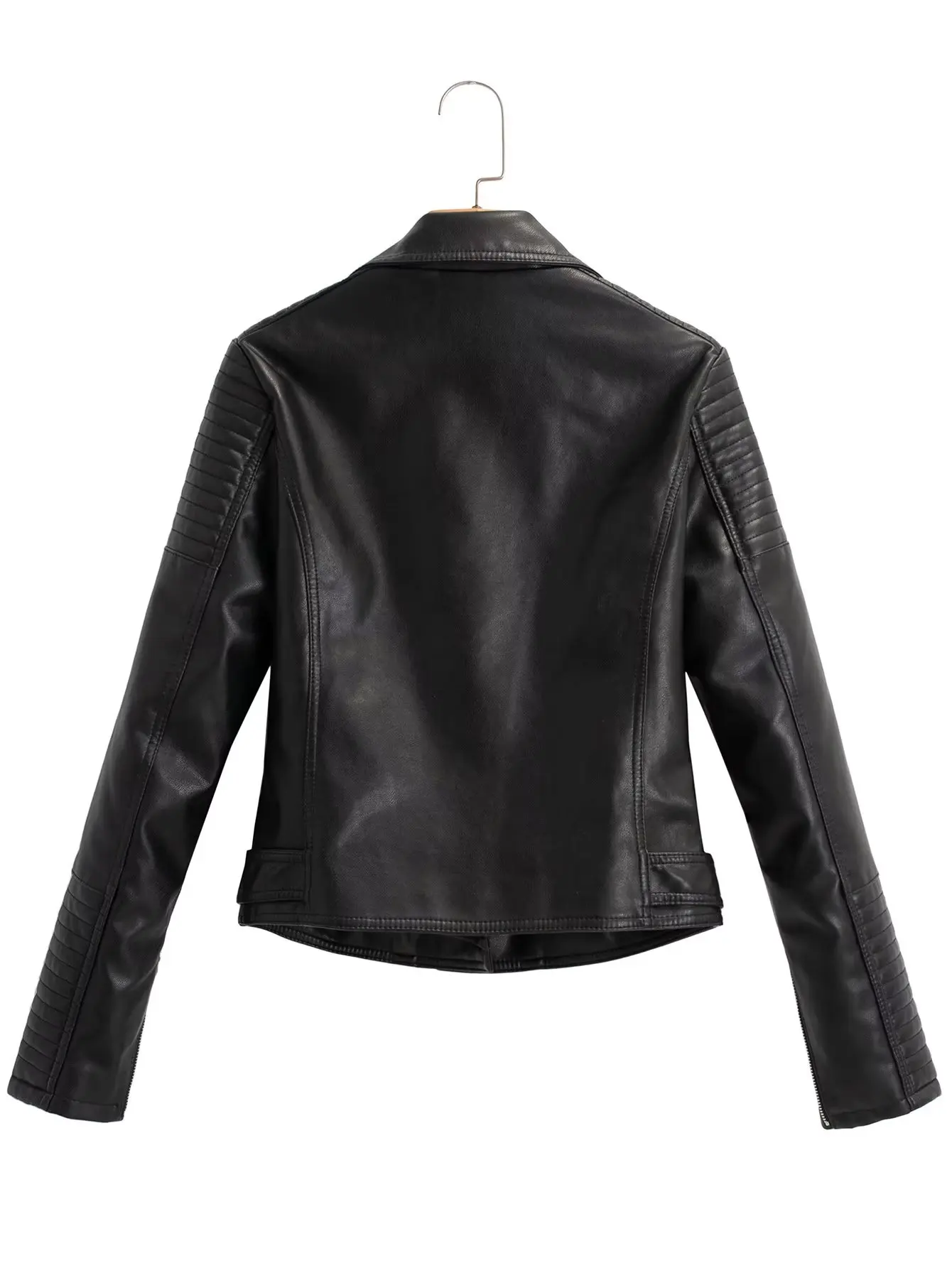 Nieuwe Collectie 2022 Herfst Winter Pu Faux Lederen Jassen Vrouwen Lange Mouw Rits Slanke Motor Biker Leren Jas Vrouwelijke Uitloper top
