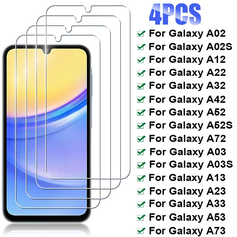 5PCS Tempered Glass for Samsung Galaxy A12 A13 A23 A33 A22 A32 5G Screen Protector For Samsung A52 A52S A53 A42 A73 A72 A02 A03S