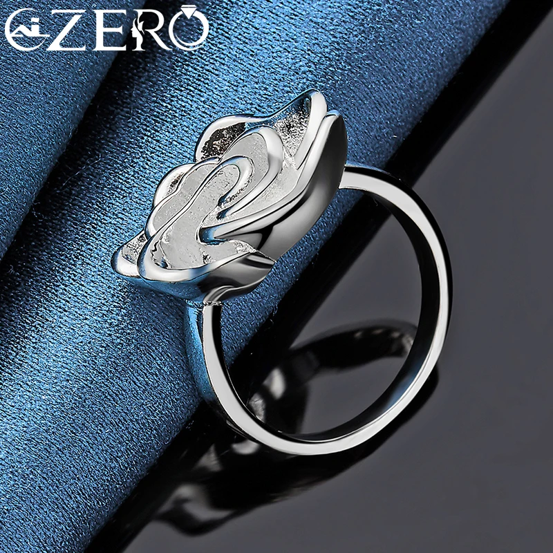 ALIZERO 925 Sterling Silver Rose Ring for Women Wedding Rings Engagement Band Fashion Party Charms Jewelry Valentine\'s Day Gift