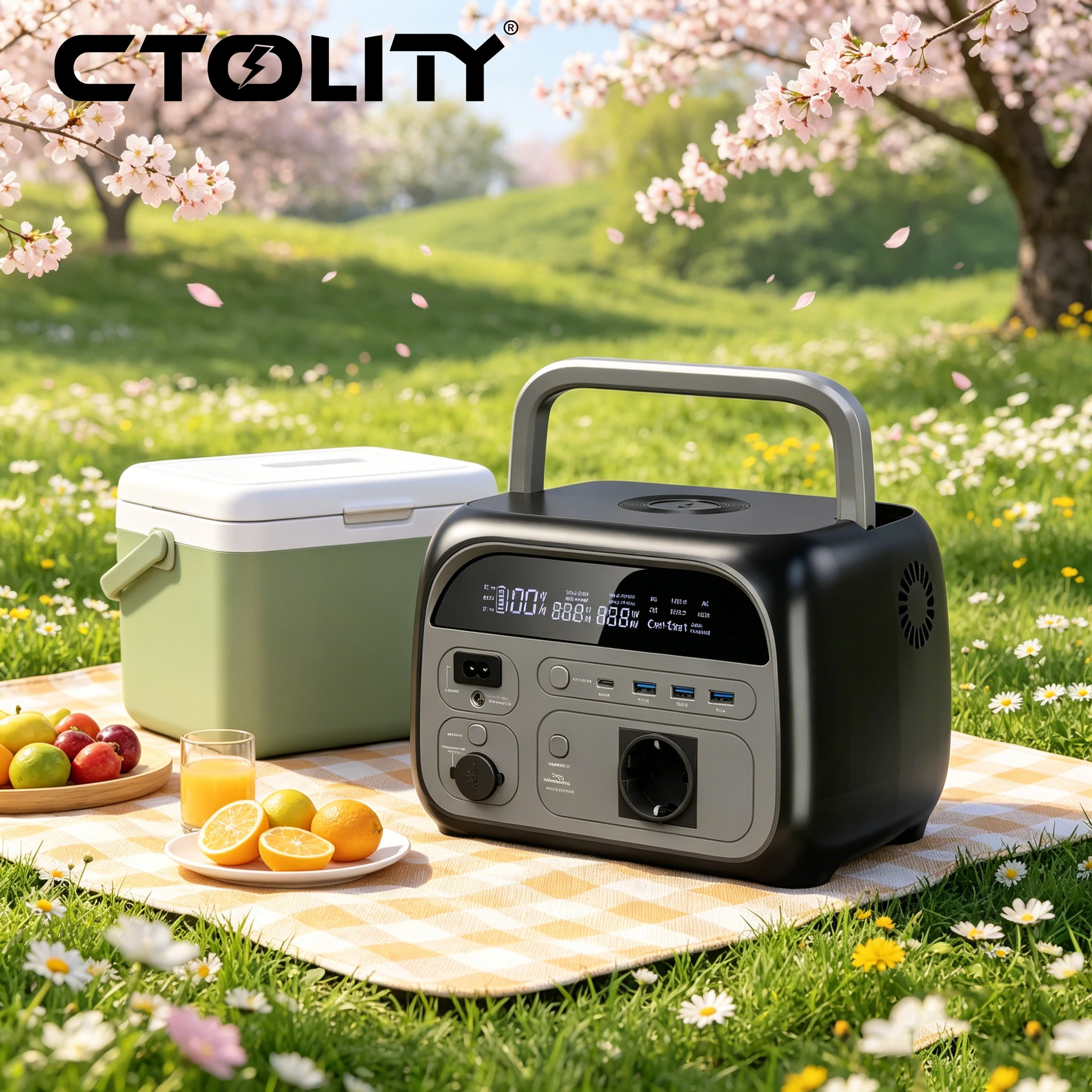 CTOLITY AP400 500W Portable Power Station 345Wh Charging Station 220V LiFePo4 Battery Pure Sinve Wave Energy Storage Camping RV